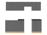 Junona Line kjøkkensett - Grafitt/Eik - 230 cm